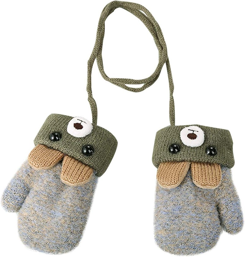Clobeau Baby Mittens Warm Mitts Infant Full Finger Gloves Magic Snow Mittens on String - Image 1